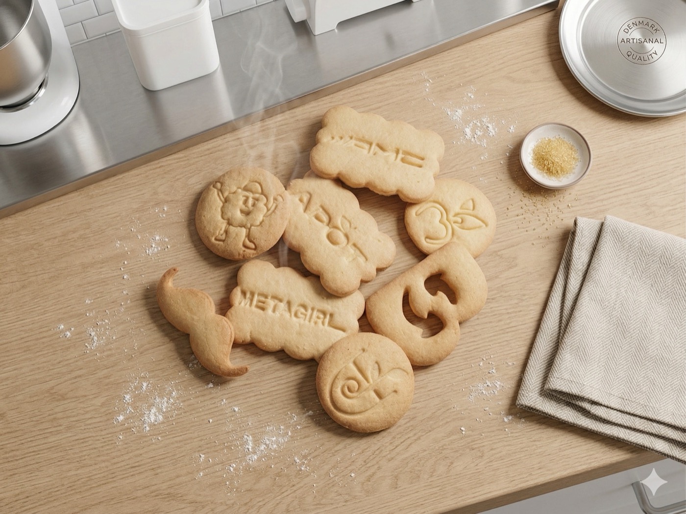 Biscotti con logo impresso, appena sfornati
