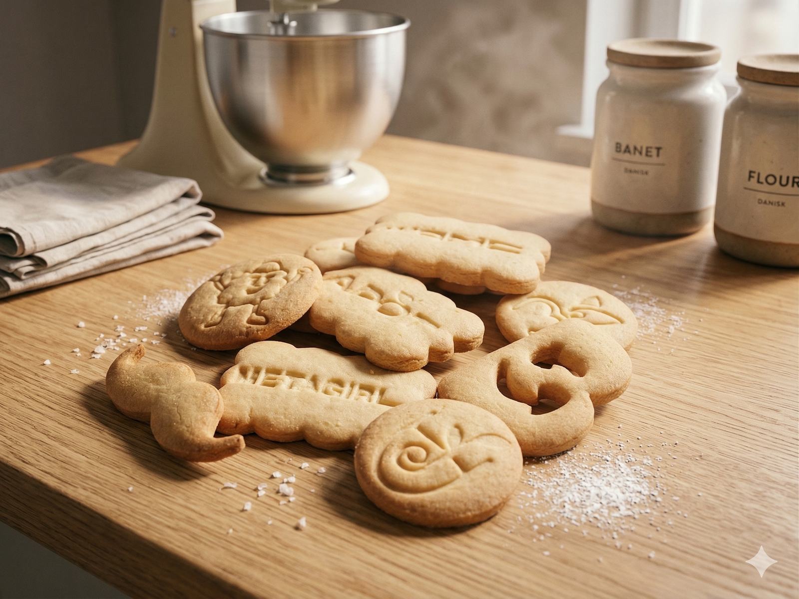 Handmade shortbread logo cookies in the bakery